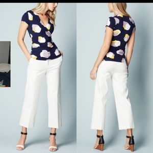 Boden Navy Floral Short Sleeve Top